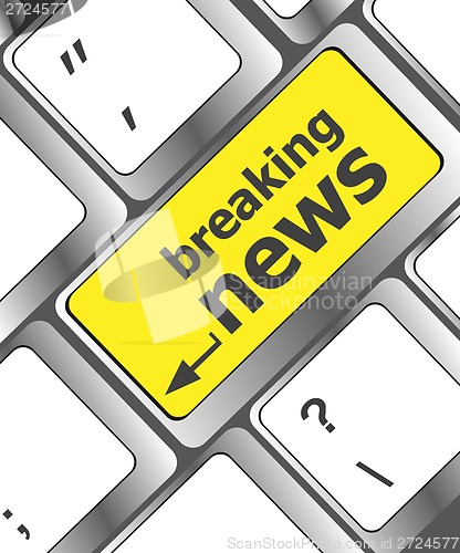Image of breaking news button on computer keyboard pc key