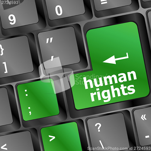 Image of human rights button on computer keyboard pc key