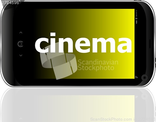 Image of Web development concept: smartphone with word cinema on display