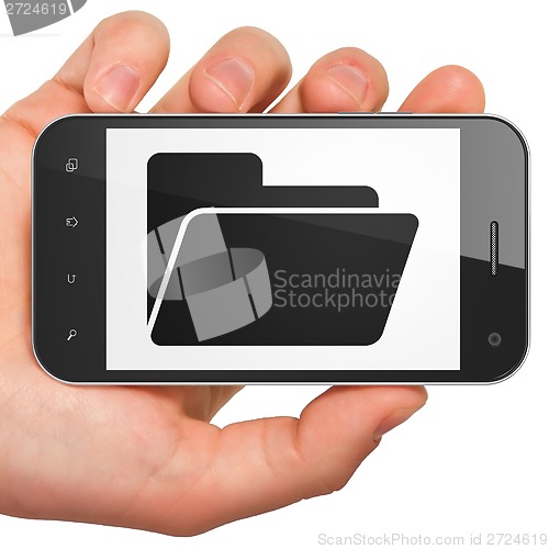 Image of Business concept: Folder on smartphone