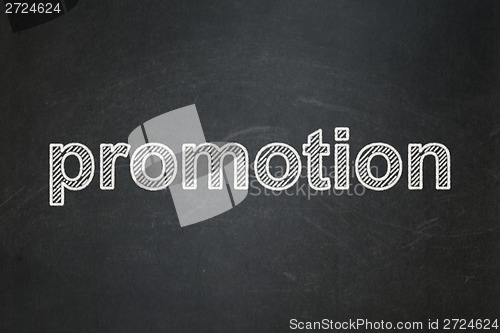 Image of Marketing concept: Promotion on chalkboard background