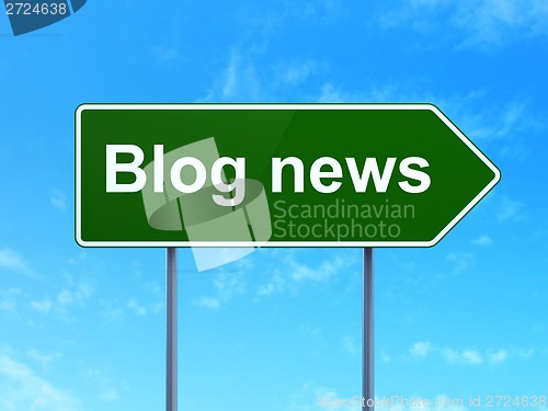 Image of News concept: Blog News on road sign background