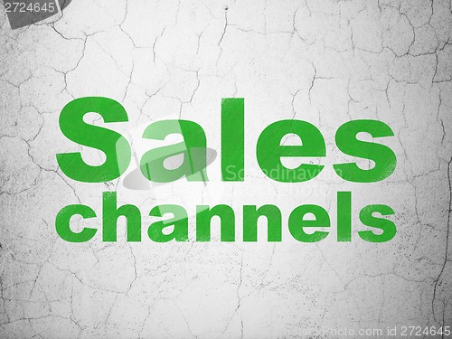 Image of Marketing concept: Sales Channels on wall background