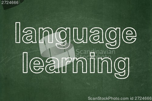 Image of Education concept: Language Learning on chalkboard background