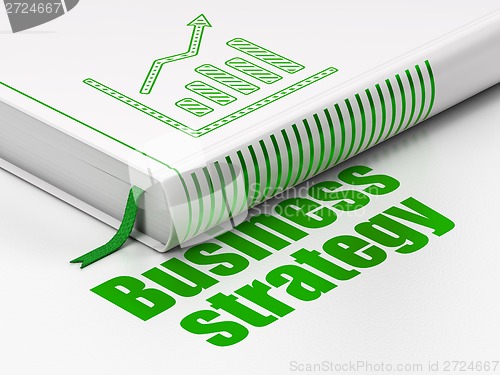 Image of Business concept: book Growth Graph, Business Strategy on white background