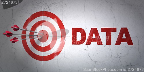 Image of Data concept: target and Data on wall background