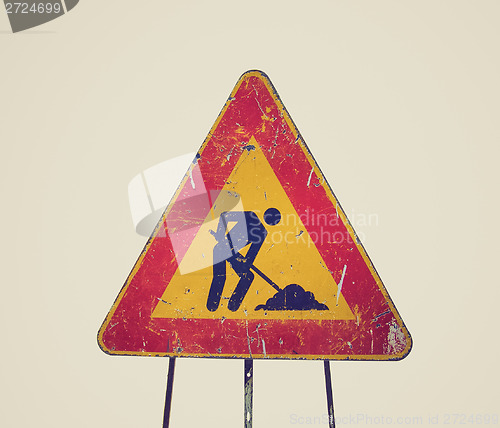 Image of Retro look Road work sign