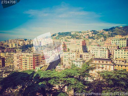 Image of Retro look View of Genoa Italy