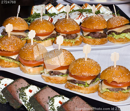 Image of Mini Burgers in a Row