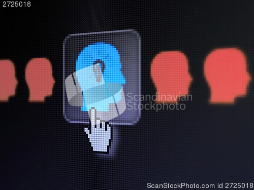Image of Business concept: Head With Lightbulb on digital computer screen
