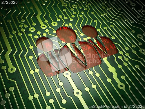 Image of Law concept: Business People on circuit board background