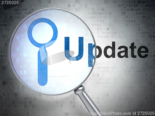 Image of Web development concept: Search and Update with optical glass