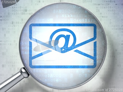 Image of Business concept: Email with optical glass on digital background