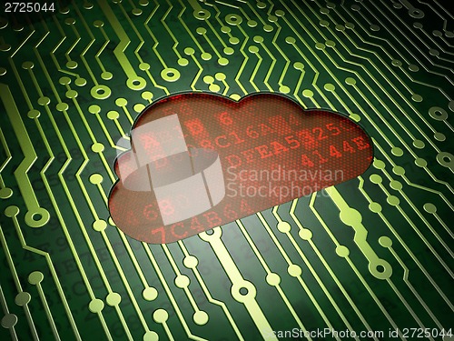 Image of Cloud technology concept: Cloud on circuit board background