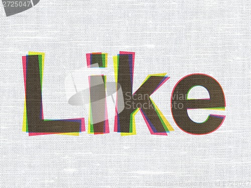 Image of Social media concept: Like on fabric texture background