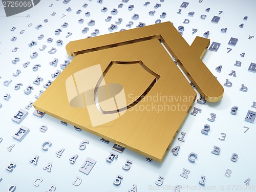 Image of Finance concept: Golden Home on digital background