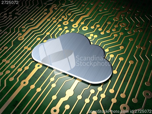 Image of Networking concept: Cloud on circuit board background