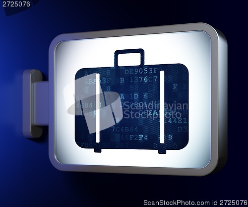 Image of Travel concept: Bag on billboard background