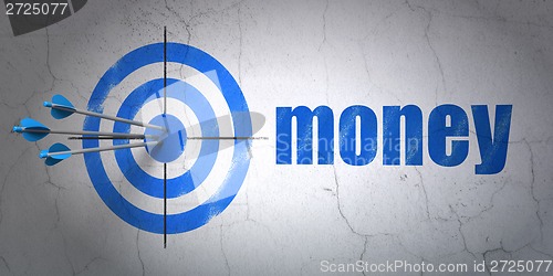 Image of Finance concept: target and Money on wall background