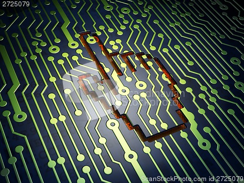 Image of Web development concept: Mouse Cursor on circuit board background