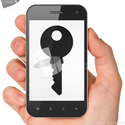 Image of Protection concept: Key on smartphone