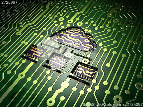 Image of Networking concept: Cloud Network on circuit board background
