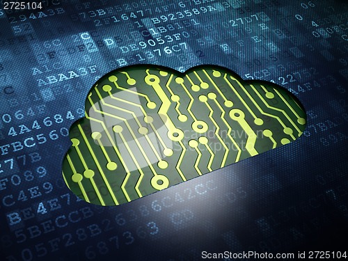 Image of Cloud computing concept: Cloud on digital screen background