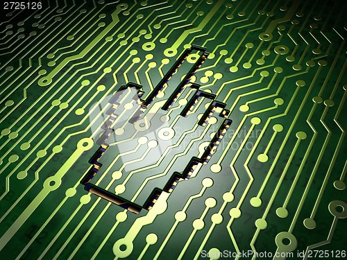 Image of Web development concept: Mouse Cursor on circuit board background