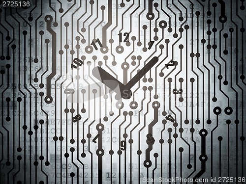 Image of Time concept: circuit board with Clock