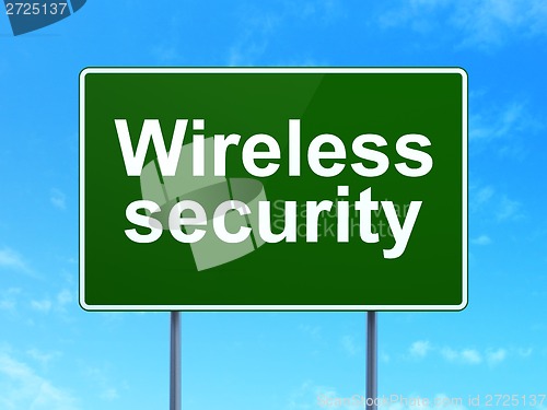 Image of Wireless Security on road sign background