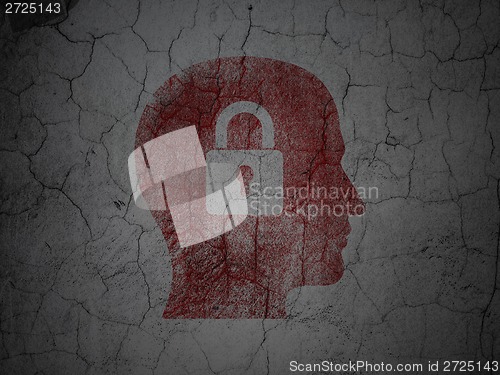 Image of Business concept: Head With Padlock on grunge wall background