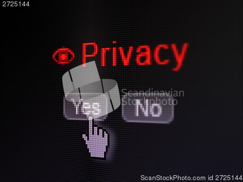 Image of Safety concept: Eye icon and Privacy on digital computer screen