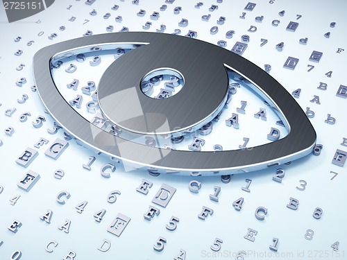 Image of Security concept: Silver Eye on digital background