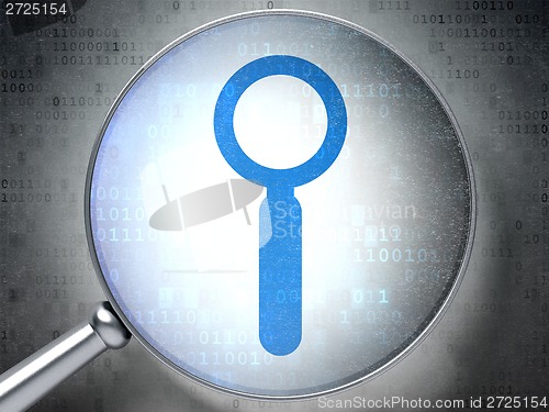 Image of Web development concept: Search with optical glass on digital background