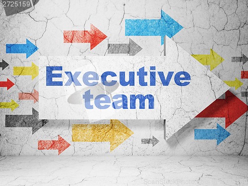 Image of Business concept: arrow with Executive Team on grunge wall background