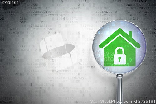 Image of Business concept:  Home with optical glass on digital background