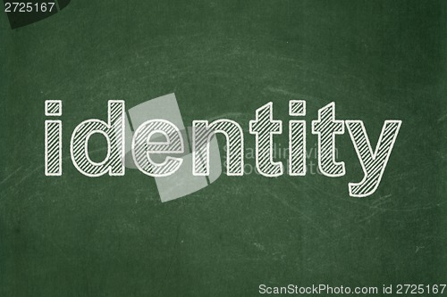 Image of Safety concept: Identity on chalkboard background