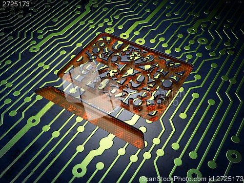 Image of Education concept: Computer Pc on circuit board background