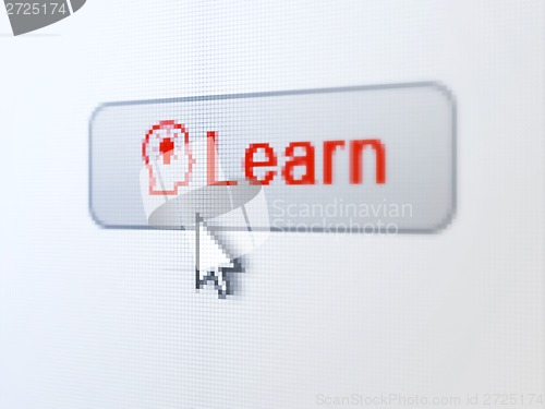 Image of Education concept: Learn and Head With Lightbulb on digital button background