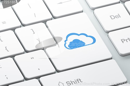 Image of Networking concept: Cloud on computer keyboard background