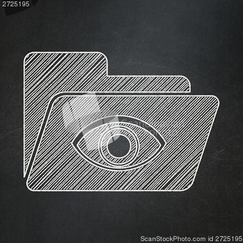 Image of Business concept: Folder With Eye on chalkboard background