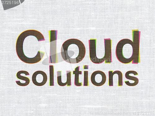Image of Networking concept: Cloud Solutions on fabric texture background