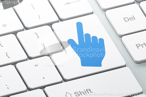 Image of Advertising concept: Mouse Cursor on computer keyboard background