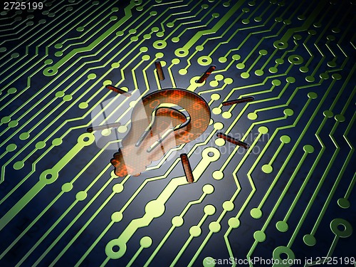 Image of Finance concept: Light Bulb on circuit board background
