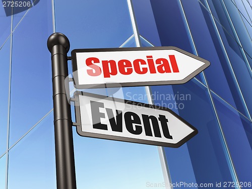Image of Finance concept: sign Special Event on Building background