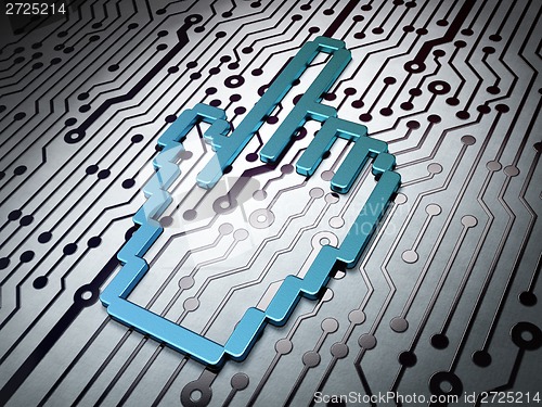 Image of Web design concept:  Mouse Cursor on Circuit Board background