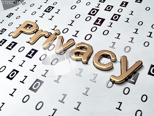 Image of Protection concept: Golden Privacy on Binary Code background