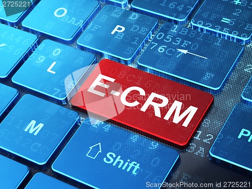 Image of Business concept: E-CRM on computer keyboard background
