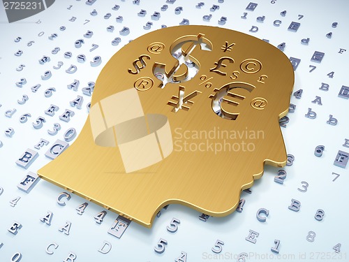 Image of Education concept: Golden Head With Finance Symbol on digital background