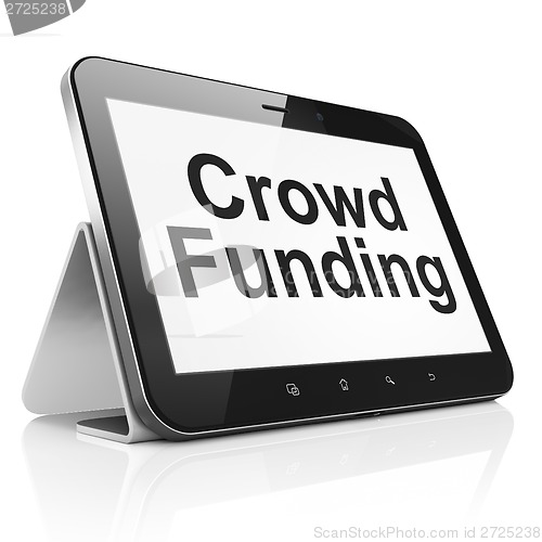 Image of Business concept: Crowd Funding on tablet pc computer